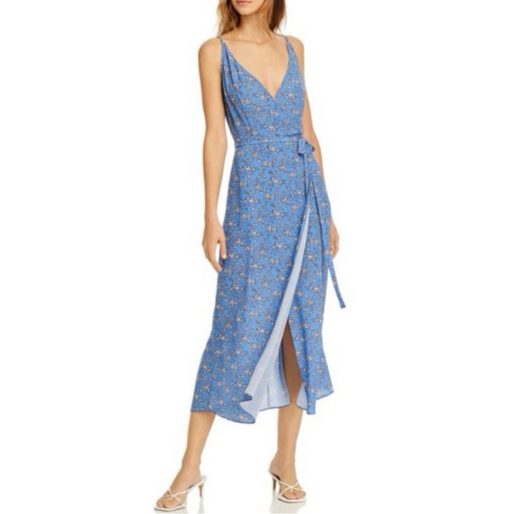 French Connection Verona Crepe Draped Cami Blue Floral Midi Dress